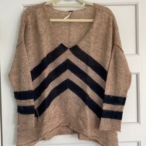 Free People brown sweater with black stripes size small